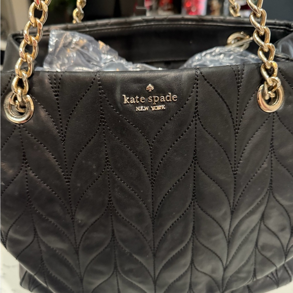 Kate Spade Black Meena Blair Quilted Shoulder Bag with Gold Chain - Picture 10 of 11
